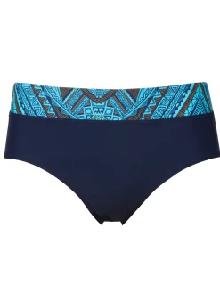Mönstrad bikinibyxa marinblå