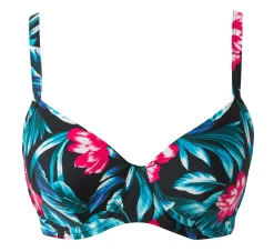 Mönstrad svart bikini-bh med bygel