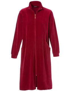Morgonrock Dragkedja Velour Röd