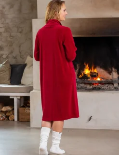 Morgonrock Dragkedja Velour Röd