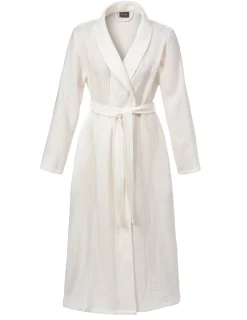 Morgonrock Dubbelcrèpe Bomull Off-White