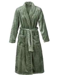 Morgonrock Fleece Struktur Grön