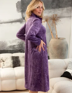 Morgonrock med dragkedja lila