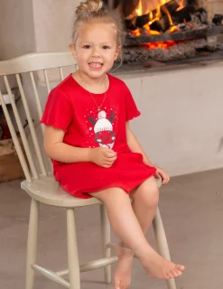 Nattlinne Barn Winterbunny Röd