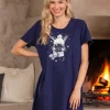 Nattlinne Bomull Winterbunny Marinblå