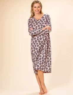 Nattlinne Lång Ärm Graphic Floral Rosa