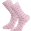 Strumpa Bambu Randig Rosa 2-pack