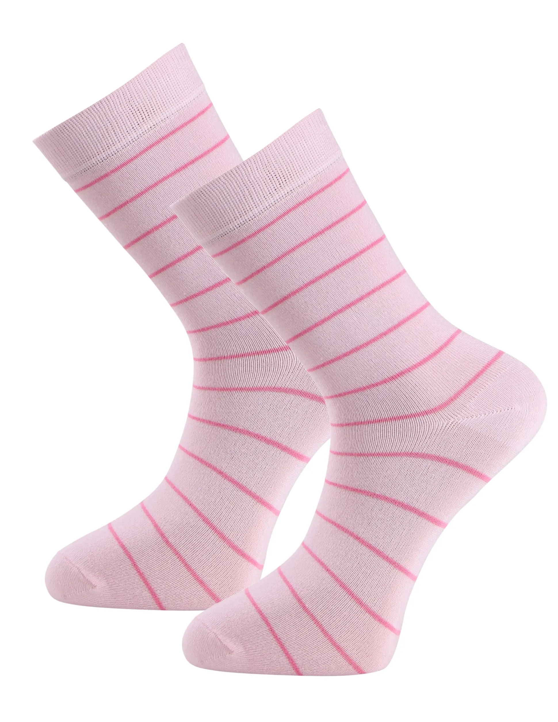 Strumpa Bambu Randig Rosa 2-pack