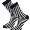 Strumpa Bambu Svart Randig 2-pack