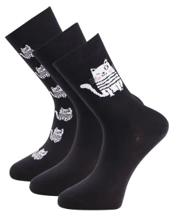 Strumpa Bomull Cat 3-pack