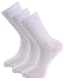 Strumpa Bomull Enfärgad Vit 3-pack