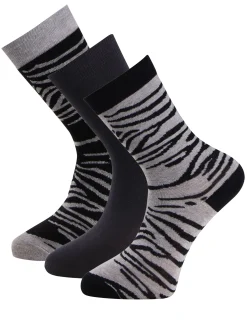 Strumpa Bomull Zebra 3-pack