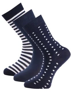 Strumpa Bumull Marinblå 3-pack