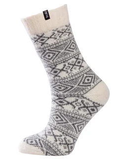 Strumpa Ullfrotté Mönstrad Off-white 1-pack