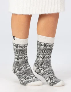 Strumpa Ullfrotté Mönstrad Off-white 1-pack