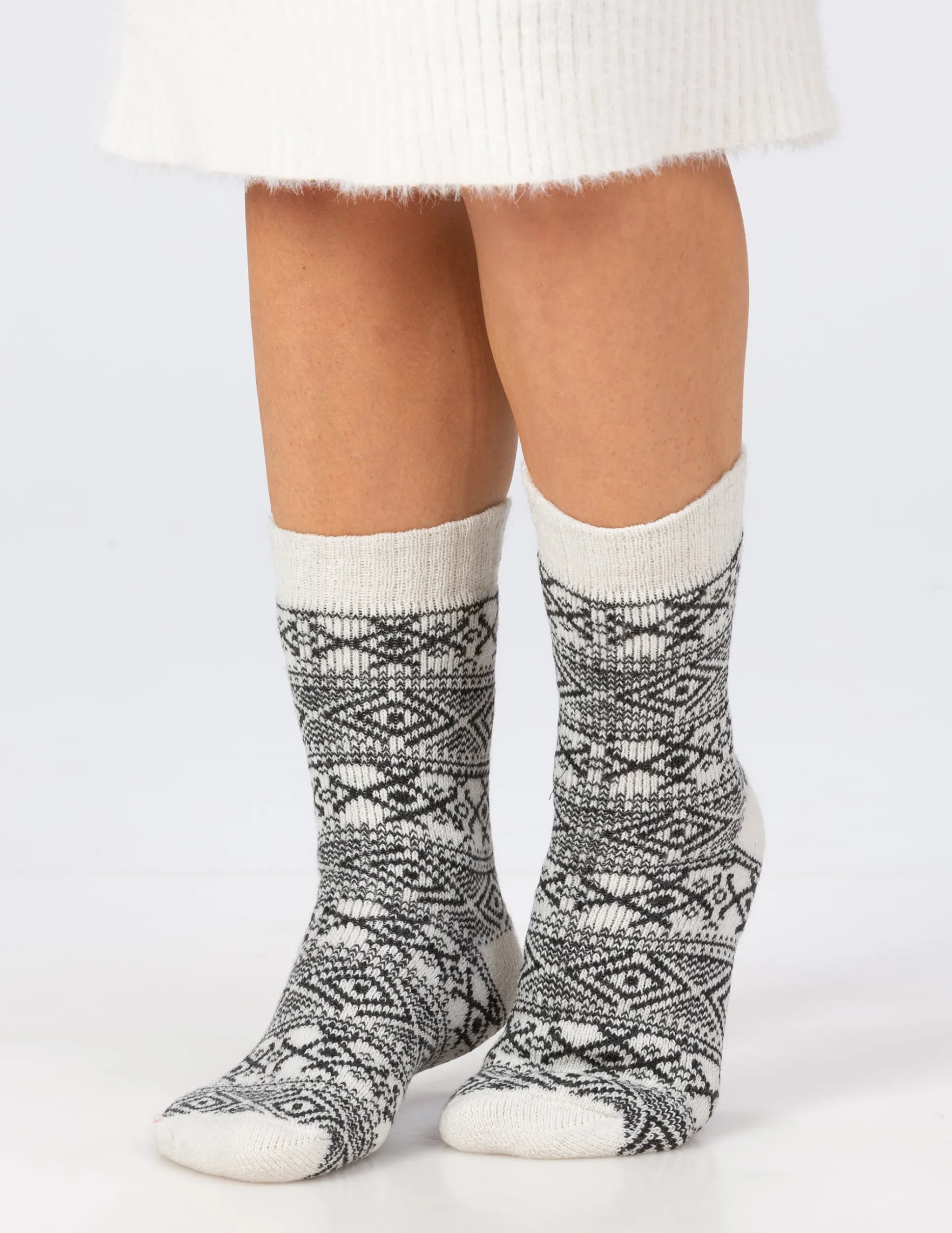 Strumpa Ullfrotté Mönstrad Off-white 1-pack