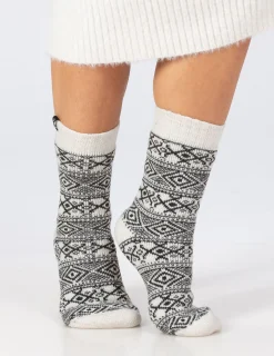 Strumpa Ullfrotté Mönstrad Off-white 1-pack