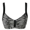 Svartmönstrad bygelfri bikini-bh