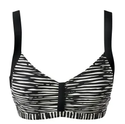 Svartmönstrad bygelfri bikini-bh