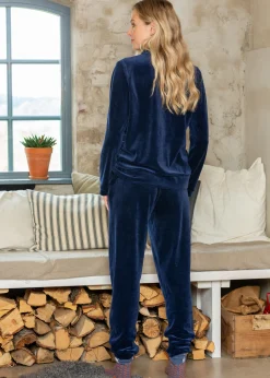 Velour-Set Marinblå